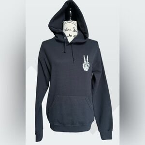 Bowery Supply Co. Black Hoodie with Peace Sign Graphic. Size S